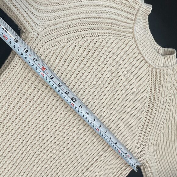 ~ J.Crew Med Cable Knit Sweater Womens Chunky Ribbed Thick Cotton Blend Crewneck - Picture 7 of 13